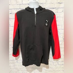 PUMA First Mile Quarter Zip Hoodie / Pullover Sweatshirt Size Large Red & Black